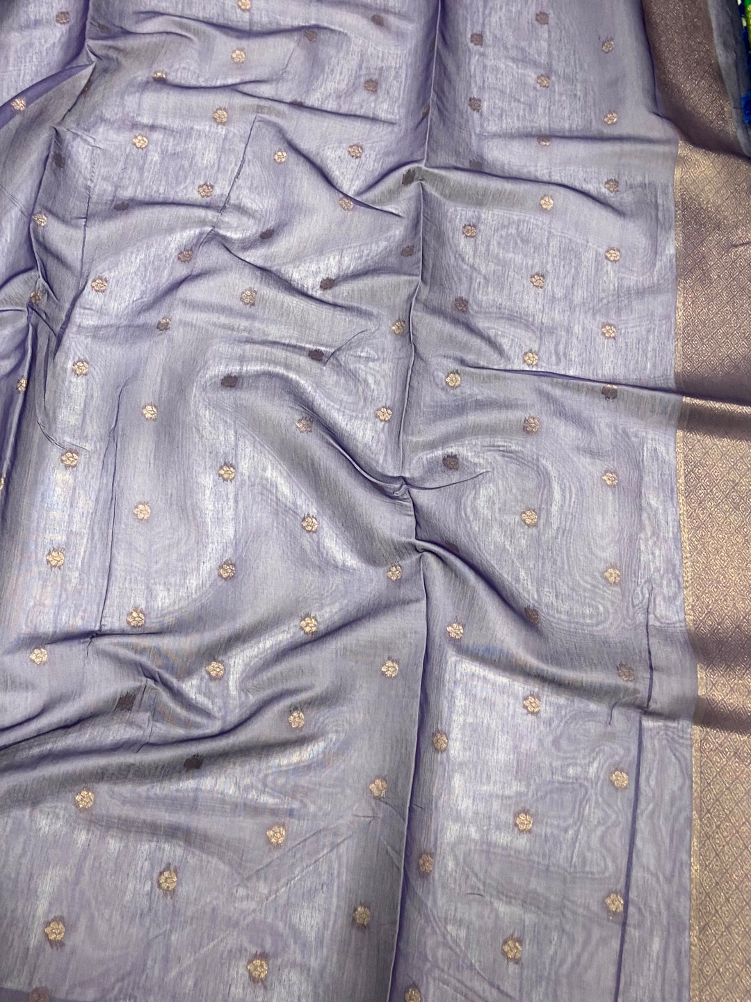 Lavender Banarasi Silk Katan Geometric Saree