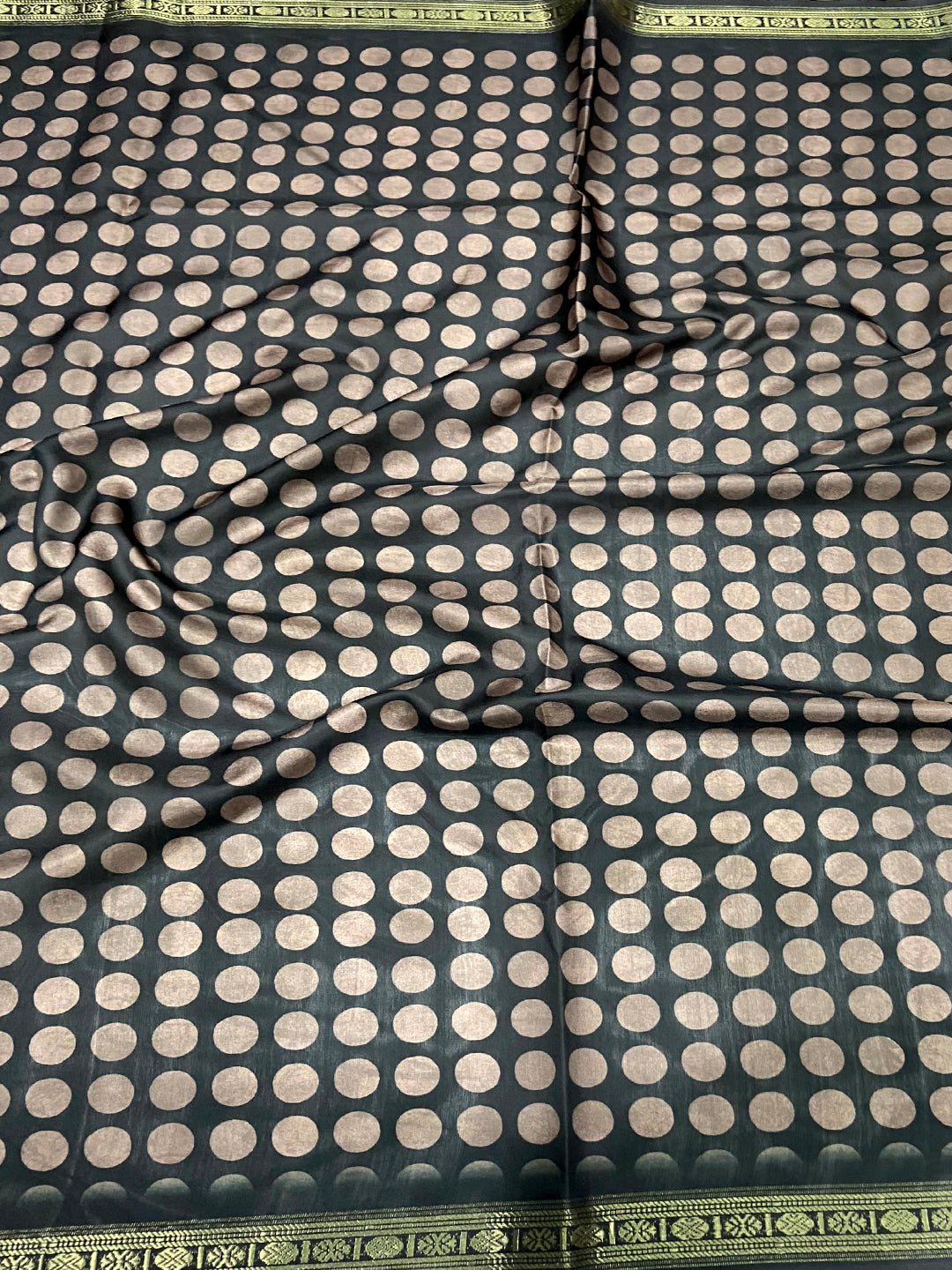 Pista Soft Silk Polka Dot Print Saree