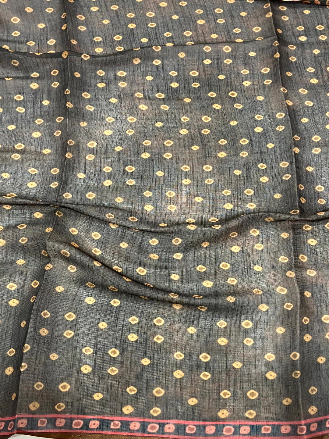 Grey Chanderi Bandhej Digital Print Saree