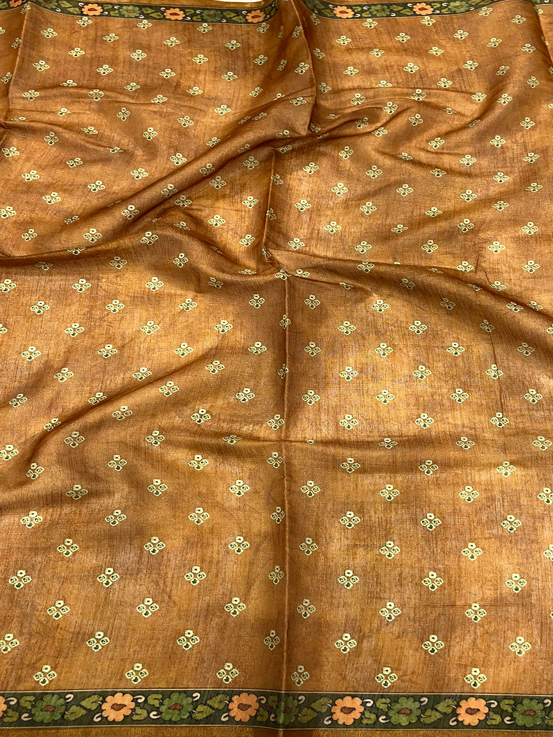 Pista Tissue Bandhej Kalamkari Saree