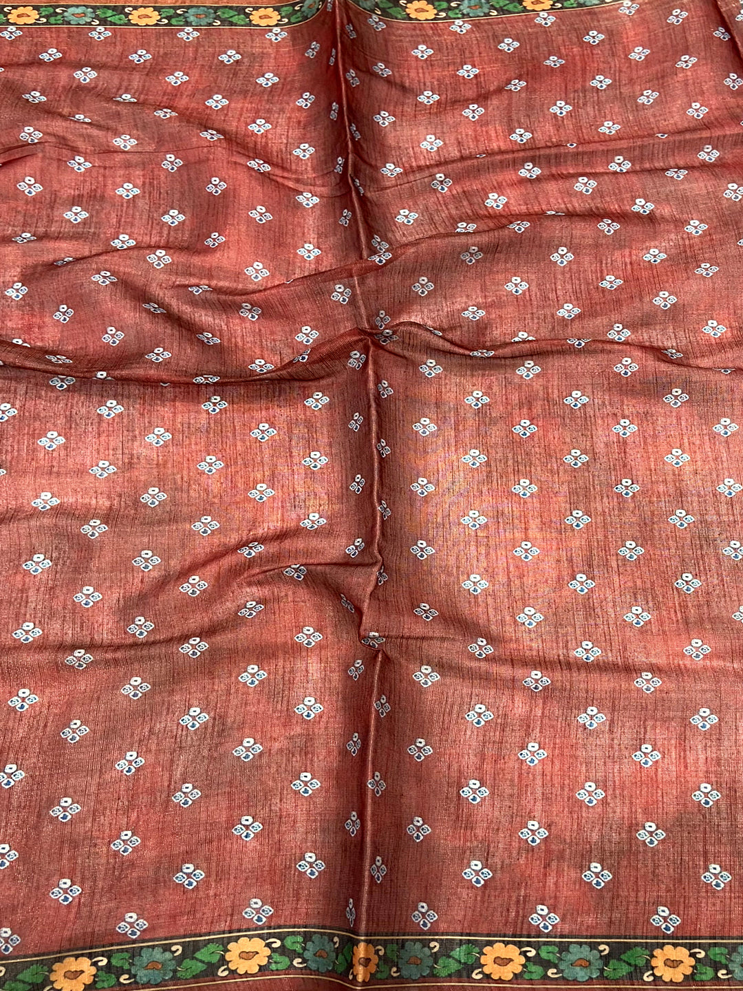 Blue Tissue Bandhej Kalamkari Saree
