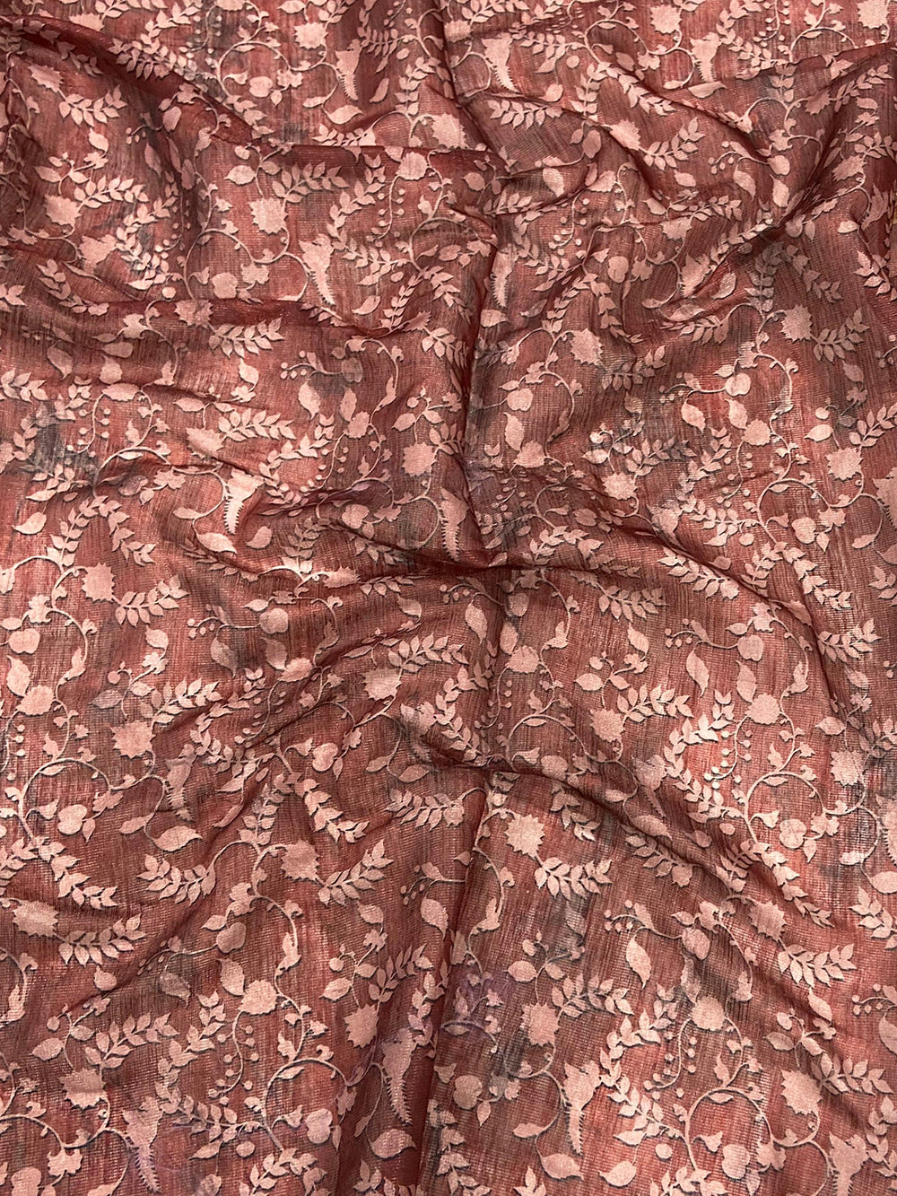 Red Kalamkari Block Print Chanderi Saree