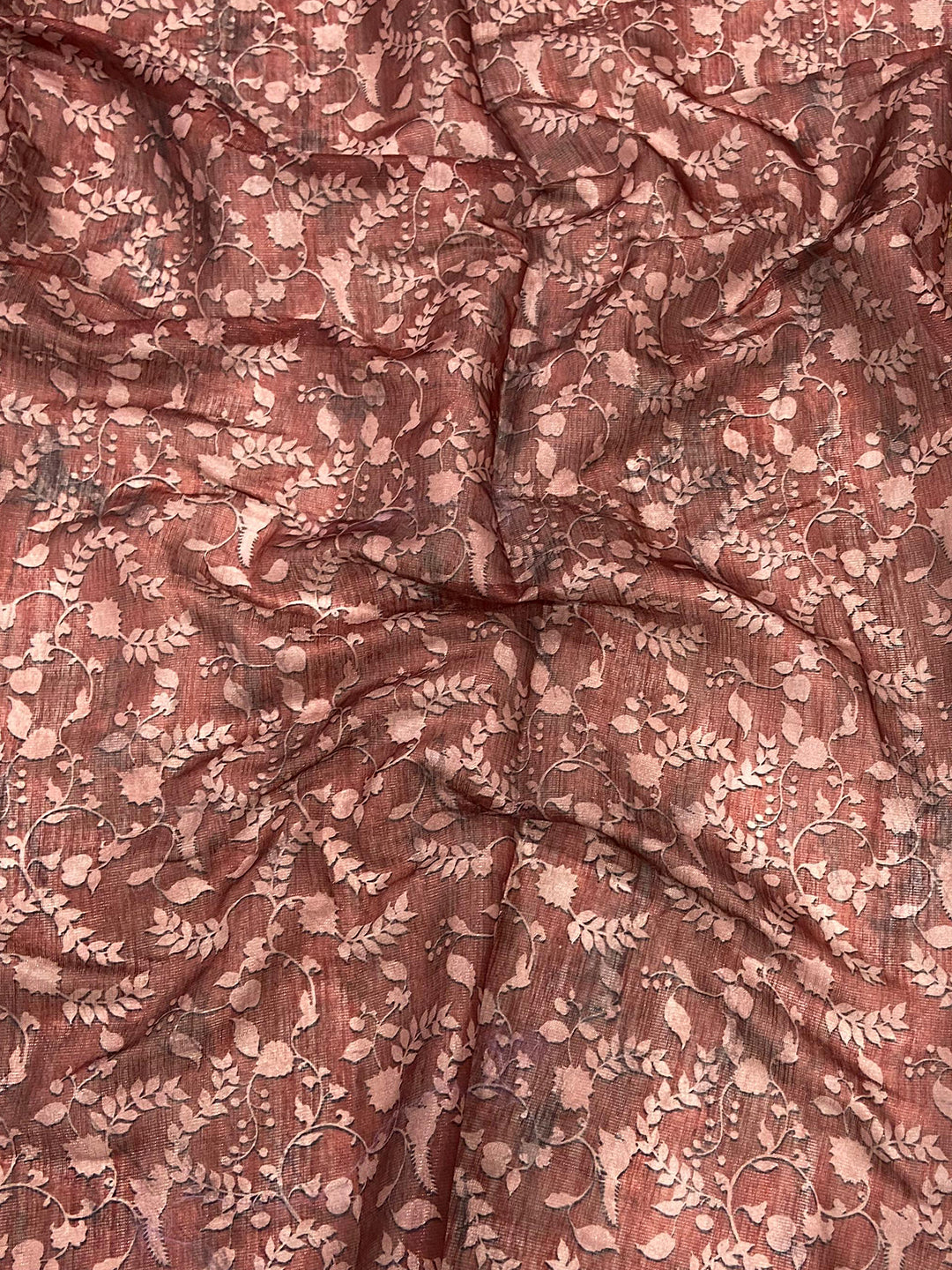 Red Kalamkari Block Print Chanderi Saree