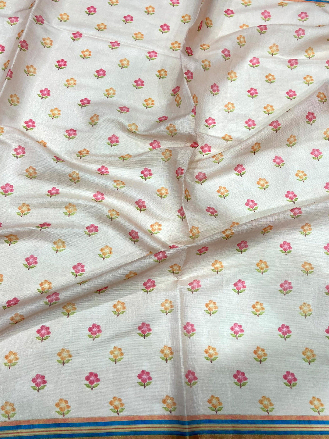 Floral Blush Pink Chanderi Saree