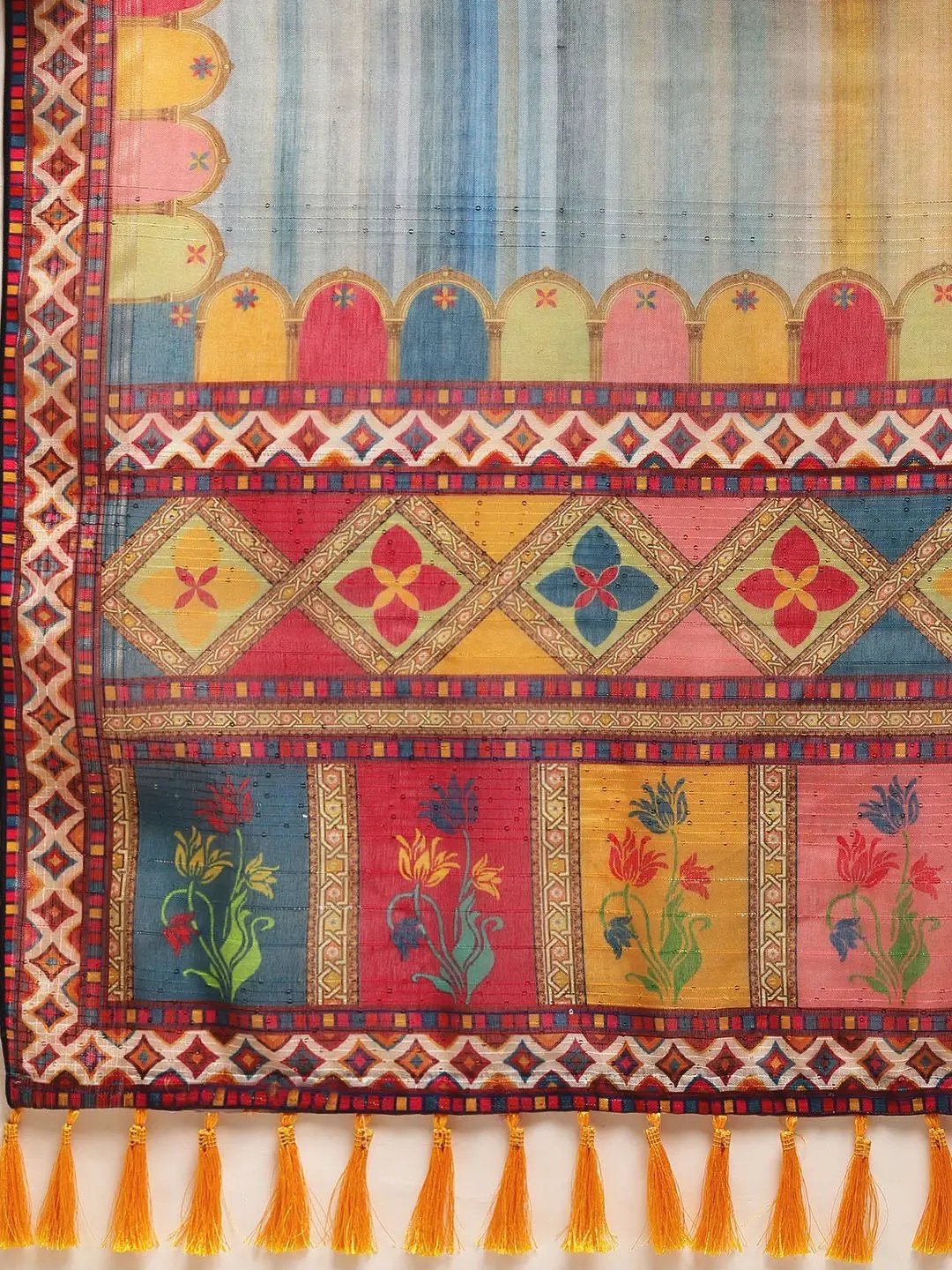 Soft Linen Kalamkari Block Print Sarees