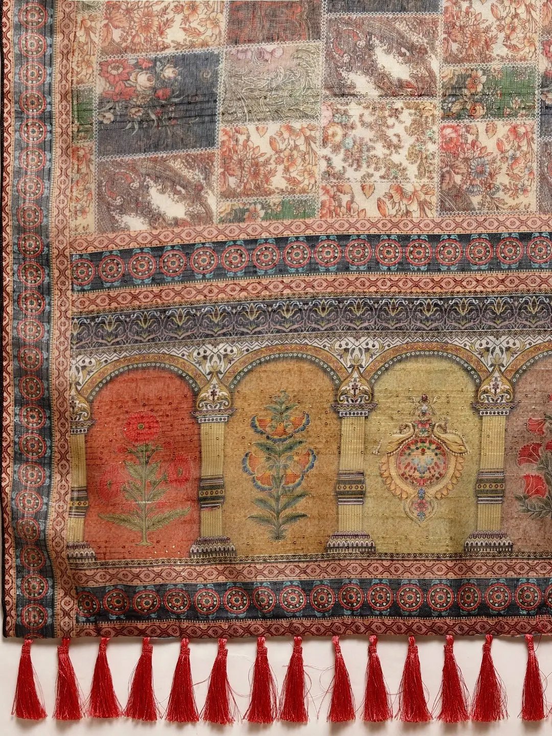 Soft Linen Kalamkari Block Print Sarees