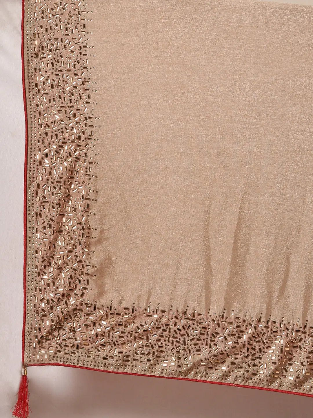 Beige Colour Poly Silk Solid Saree with Embellished Border