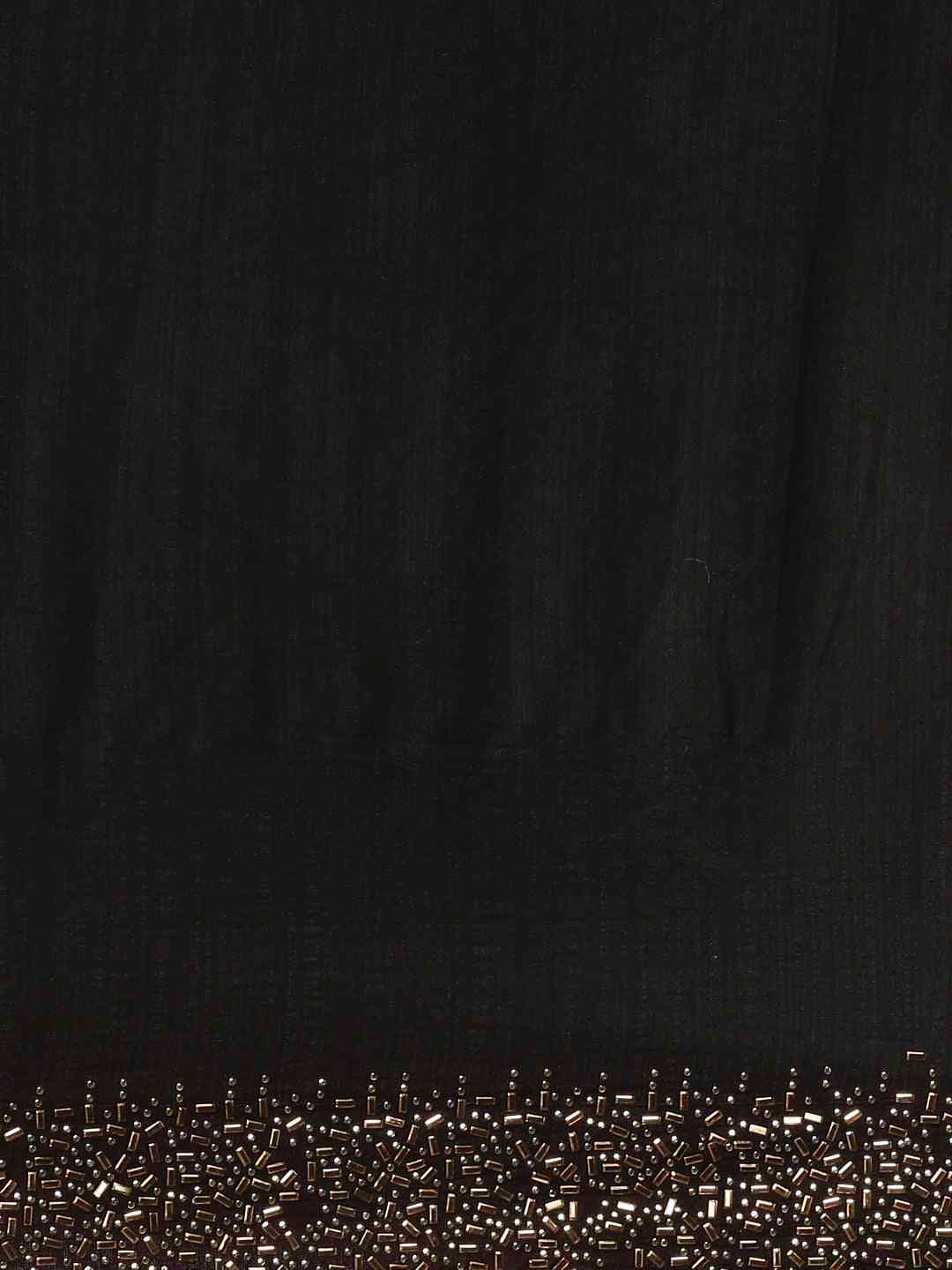 Black Colour Poly Silk Solid Saree with Embellished Border