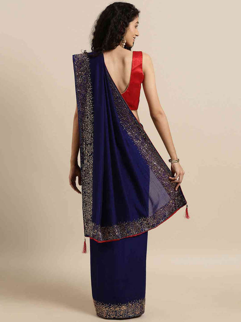 Blue Colour Poly Silk Saree