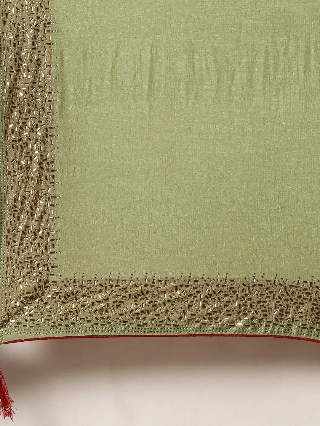 Green Colour Poly Silk Solid Saree with Embellished Border