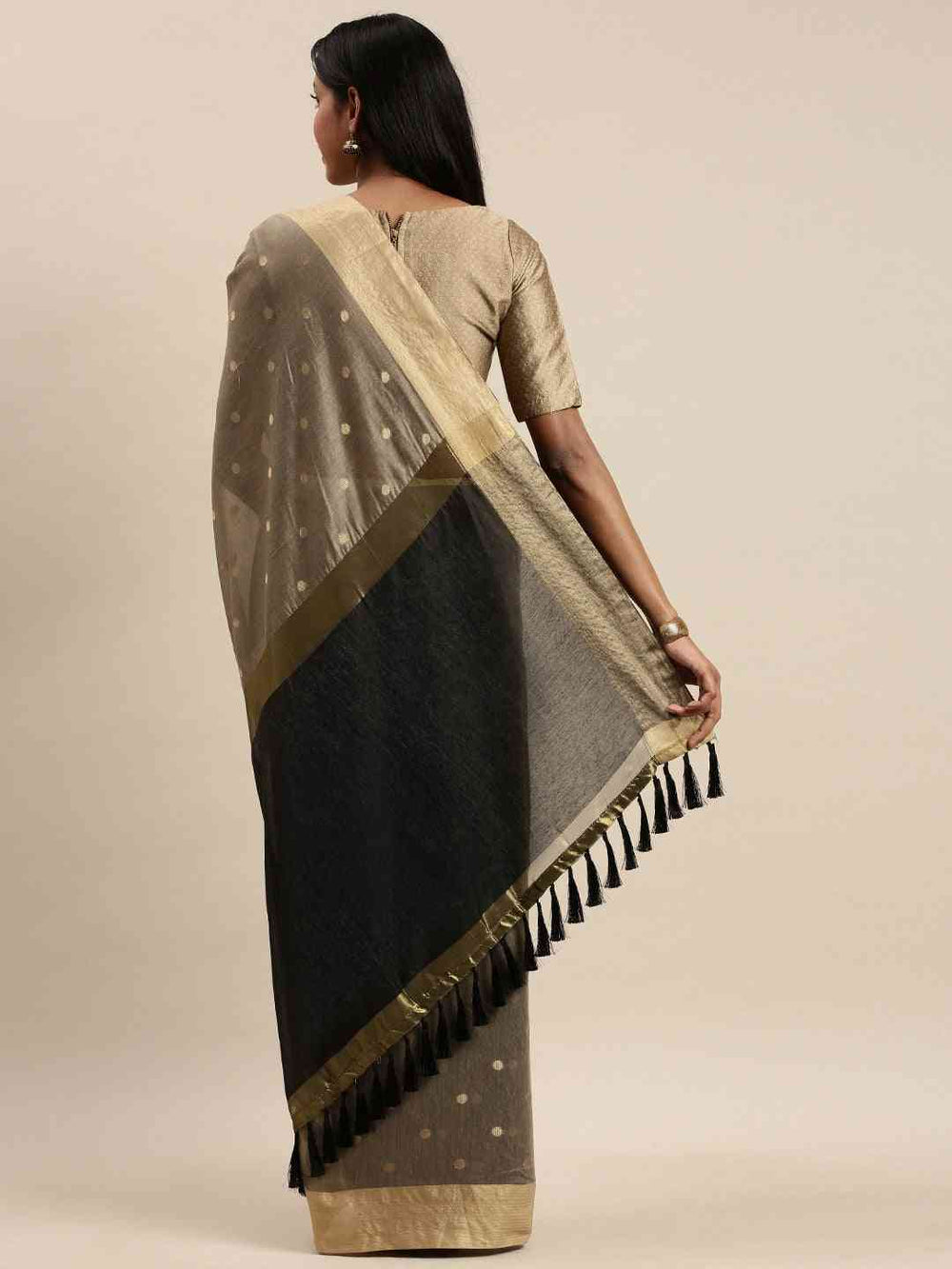 Grey Colour Banarasi Silk Saree with WovenDesign & Zari Work