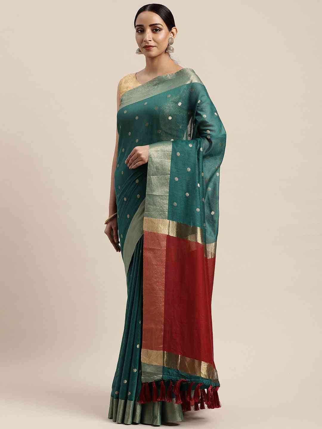 Beautiful Banarasi Silk Saree With Woven Design & Zari Work