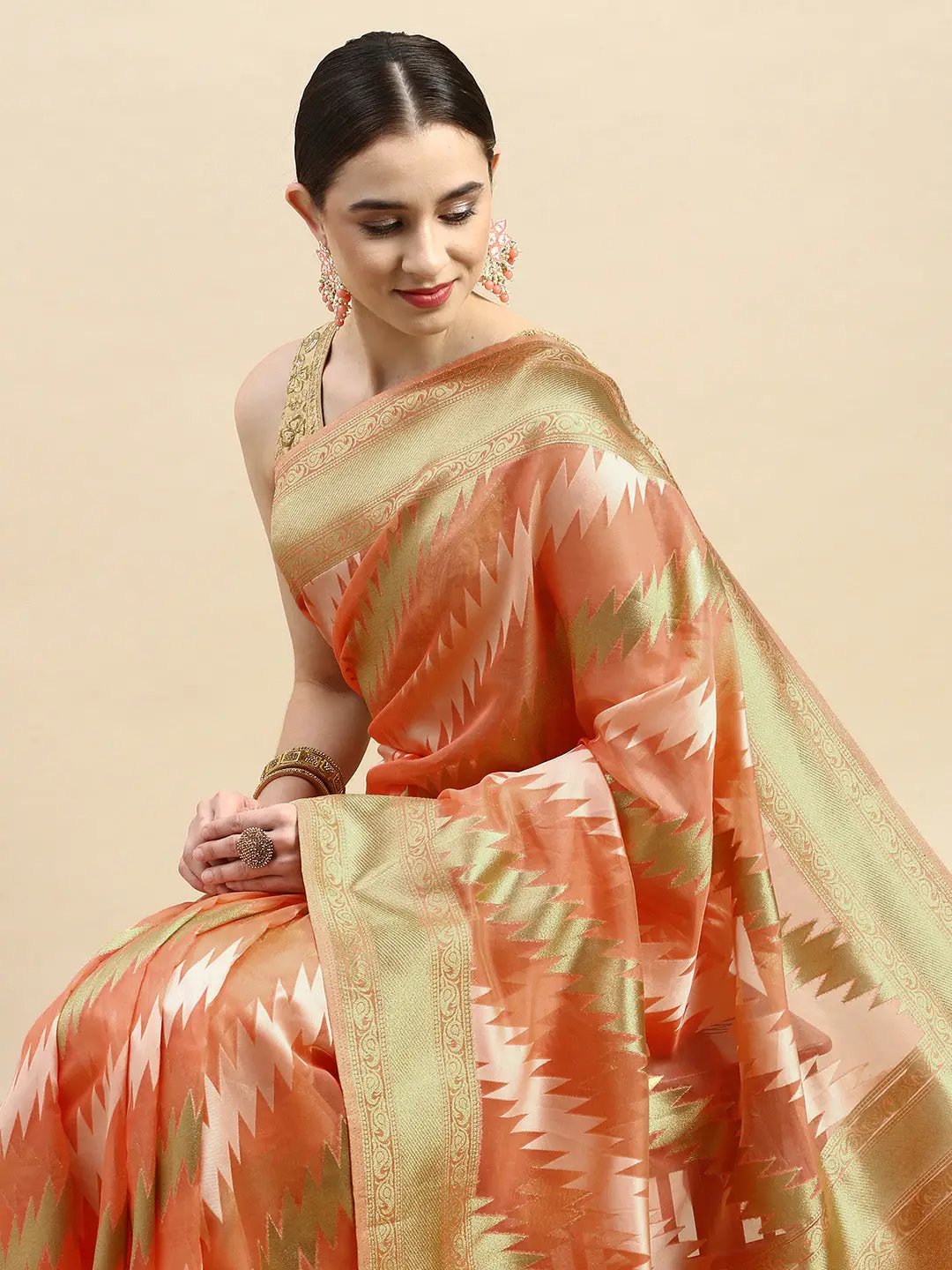 Pure Organza Banarasi Zari Motif Designer Saree