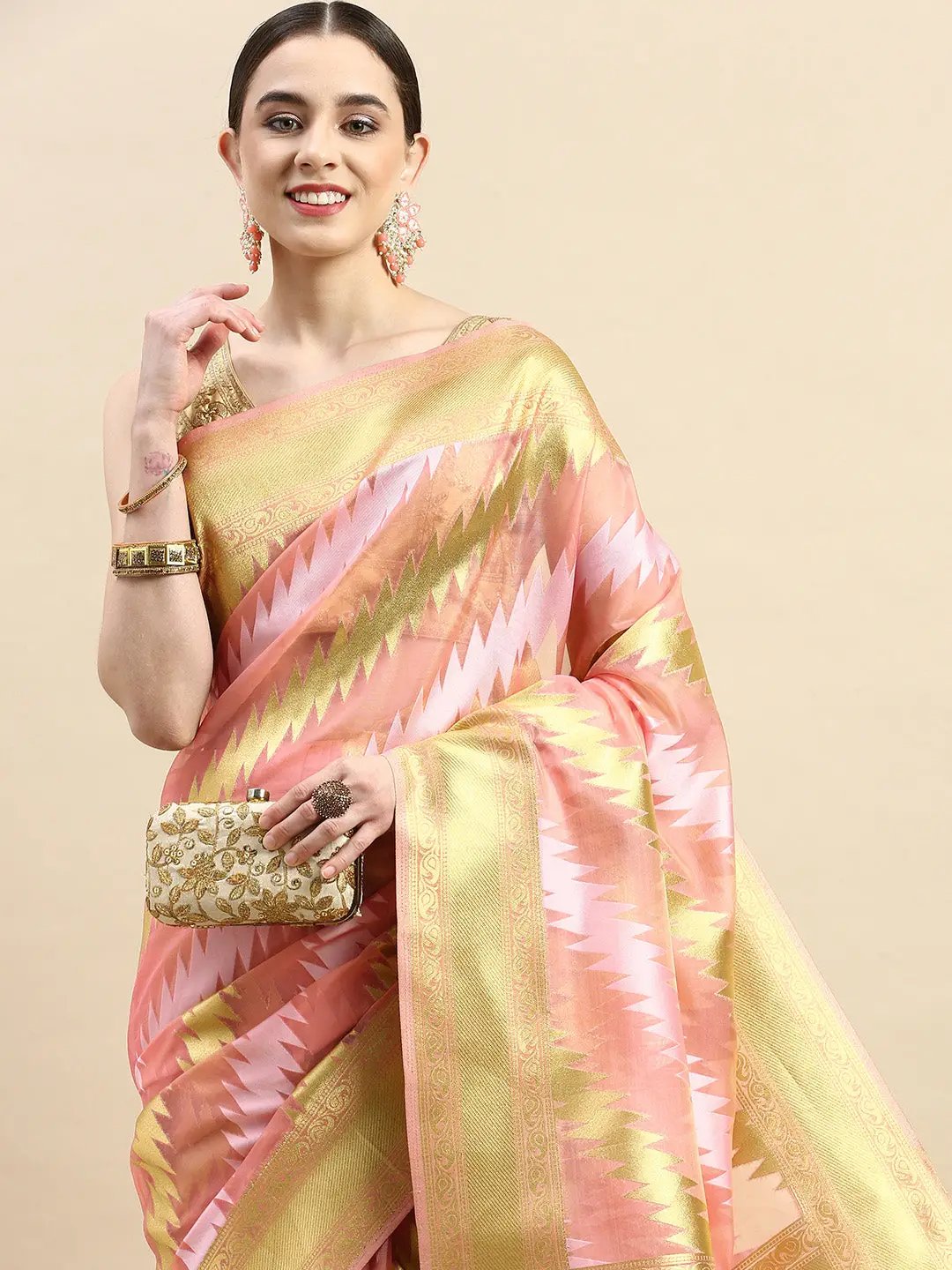 Pure Organza Banarasi Zari Motif Designer Saree