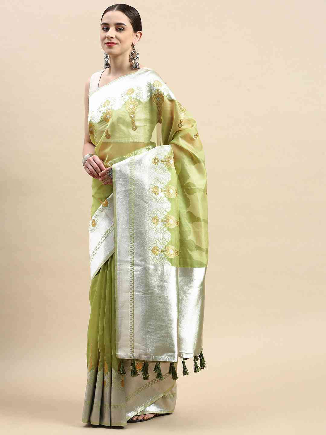 Pure Organza Banarasi Zari Motif Designer Saree