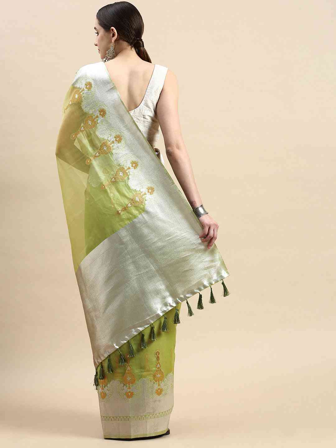 Pure Organza Banarasi Zari Motif Designer Saree