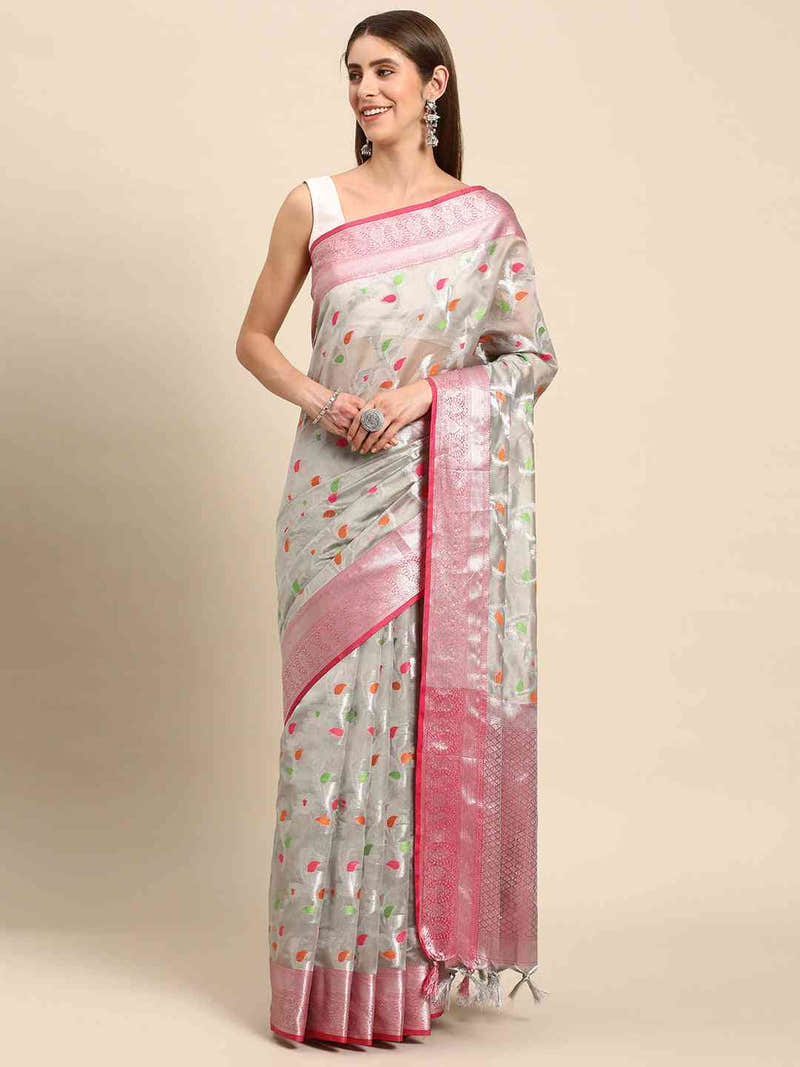 Kota Zari Silk Saree With Floral Print