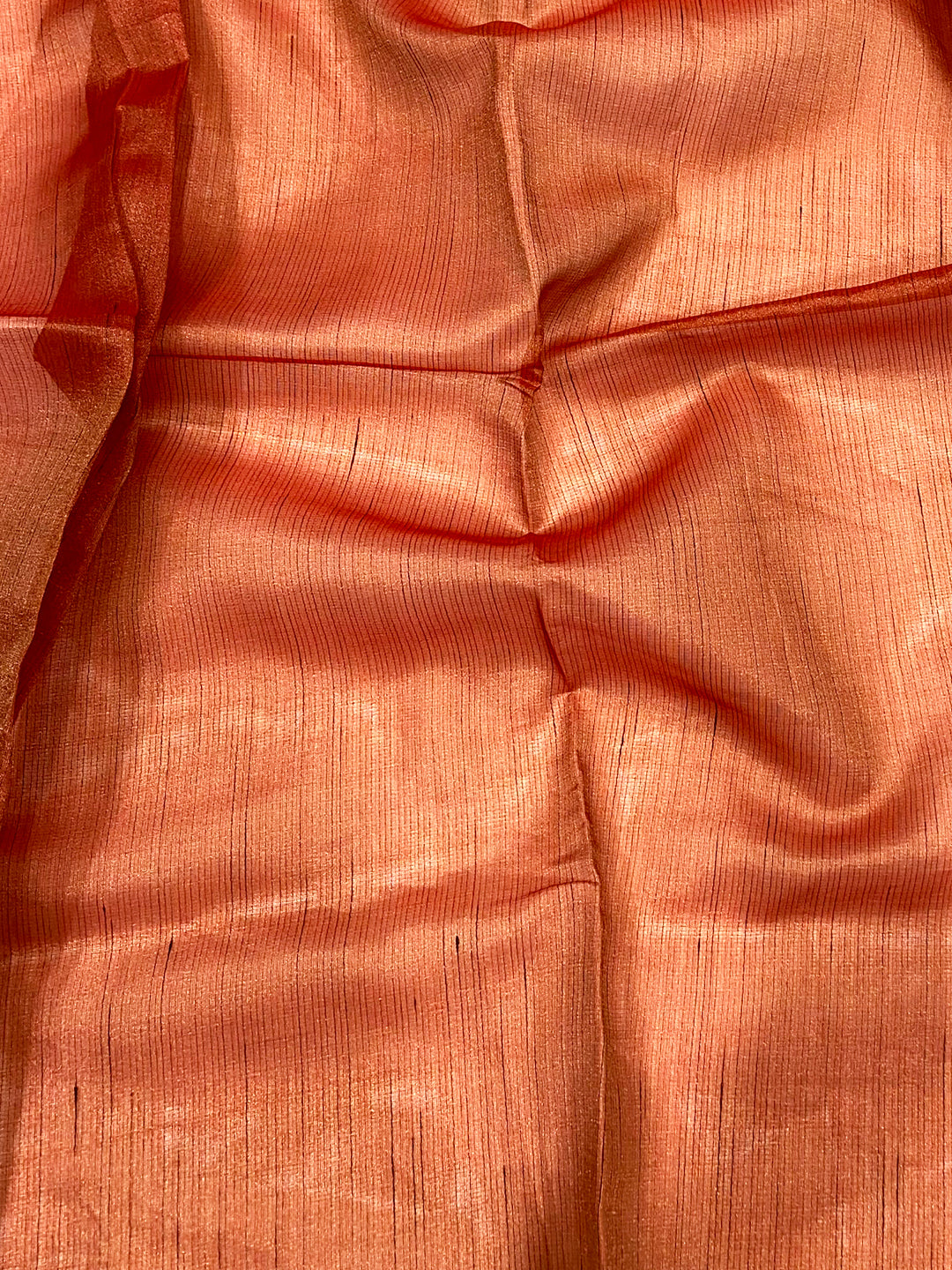 Radiant Ember Satin Tissue Saree