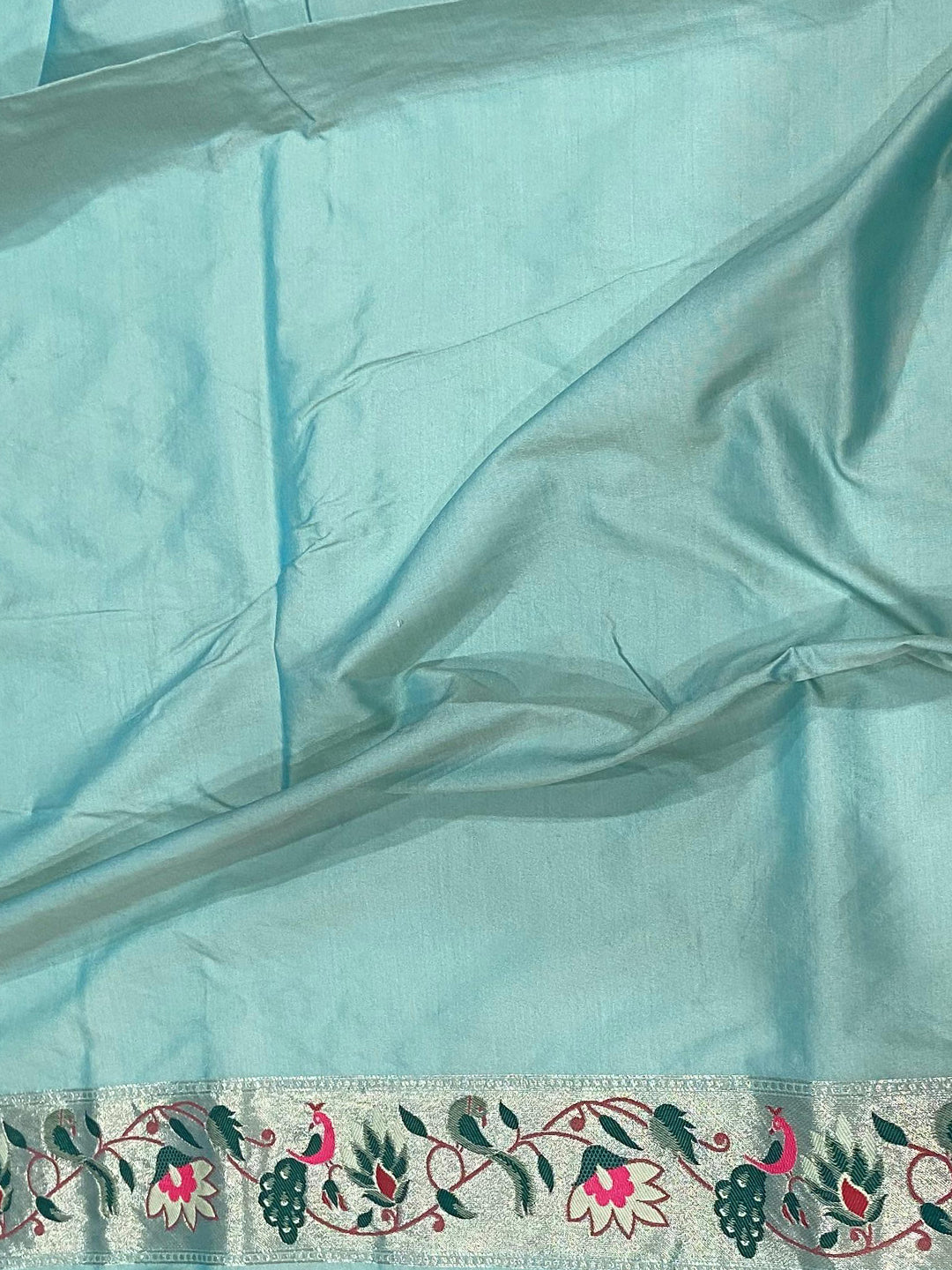Sky Blue Silk Blend Woven Zari Work Paithani Saree