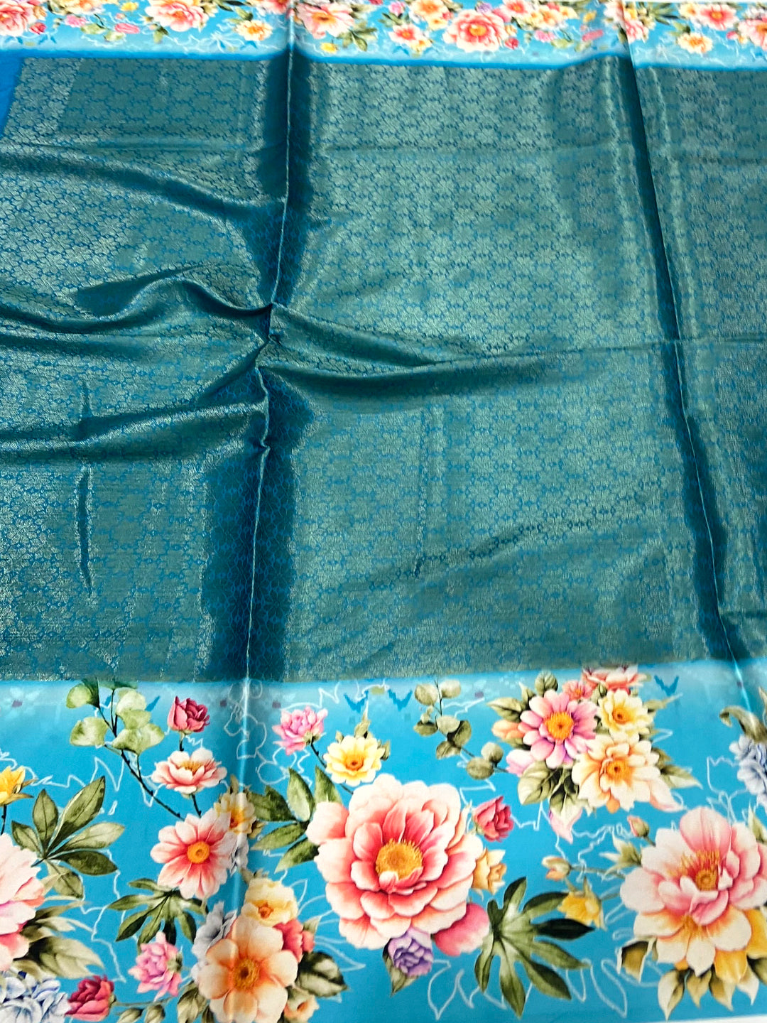 Sky Blue Zari Zigzag Kota Doriya Saree