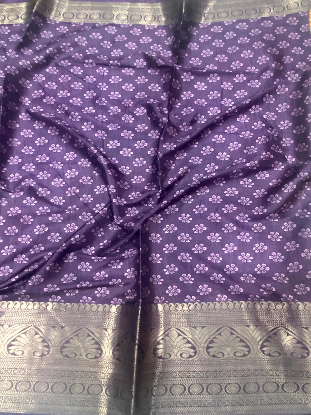 Lilac Floral Kalamkari Print Saree