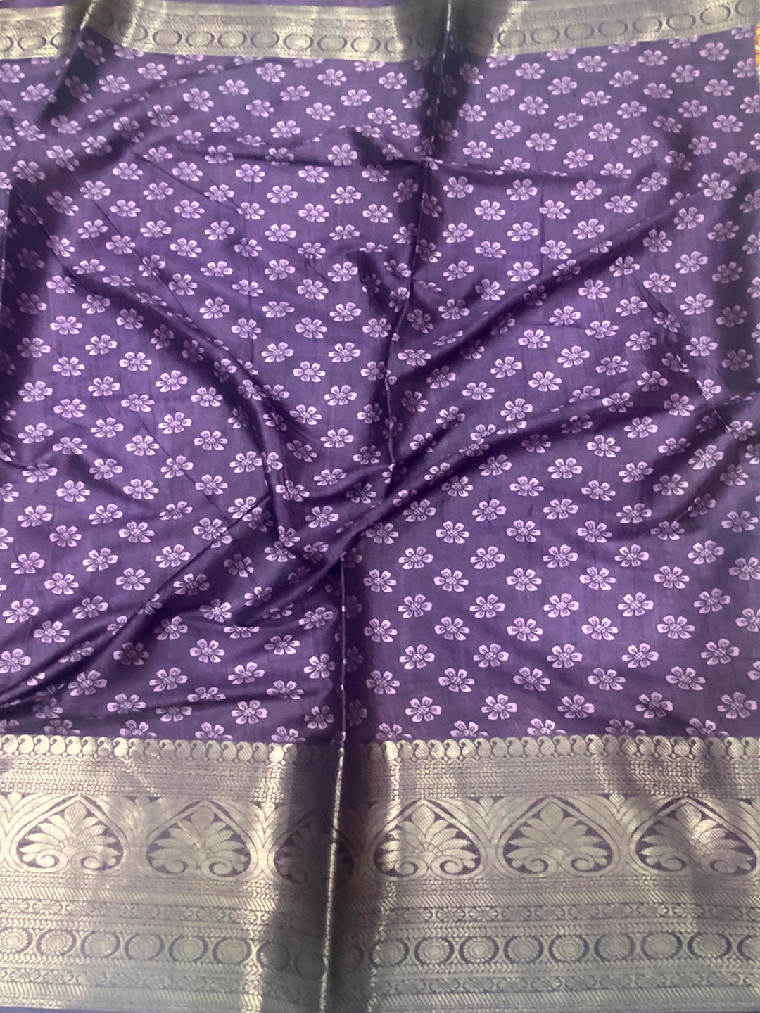 Lilac Floral Kalamkari Print Saree