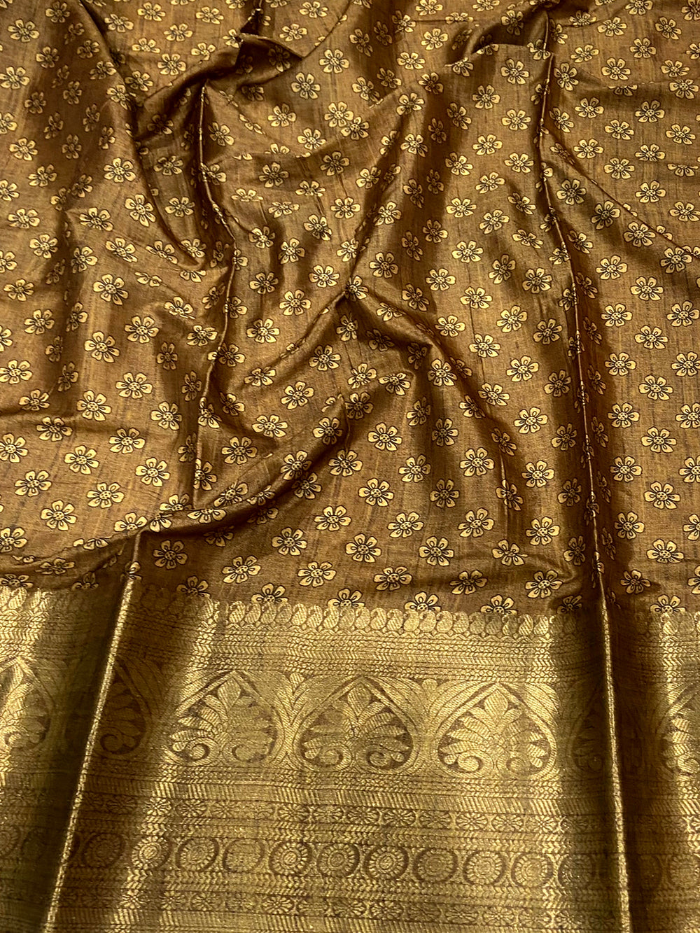 Peach Floral Kalamkari Print Saree