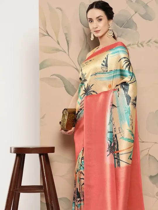 Banarasi Soft Silk Print Party Wear Saree