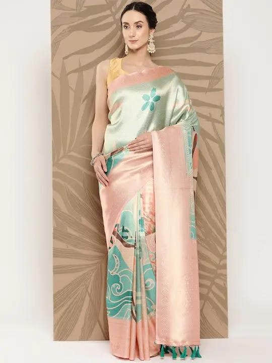 Banarasi Soft Silk Print Party Wear Saree