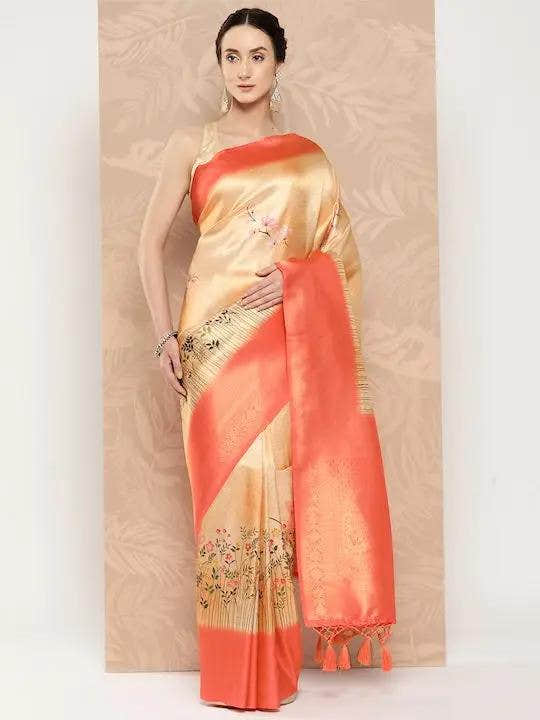 Banarasi Soft Silk Print Party Wear Saree