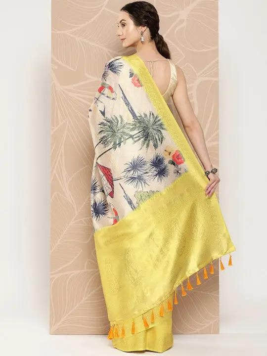 Banarasi Soft Silk Print Party Wear Saree