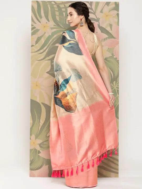 Banarasi Soft Silk Print Party Wear Saree