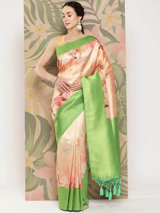 Banarasi Soft Silk Print Party Wear Saree