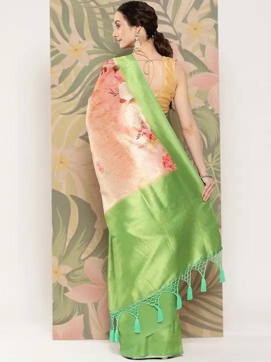 Banarasi soft silk sarees with intricate flower prints