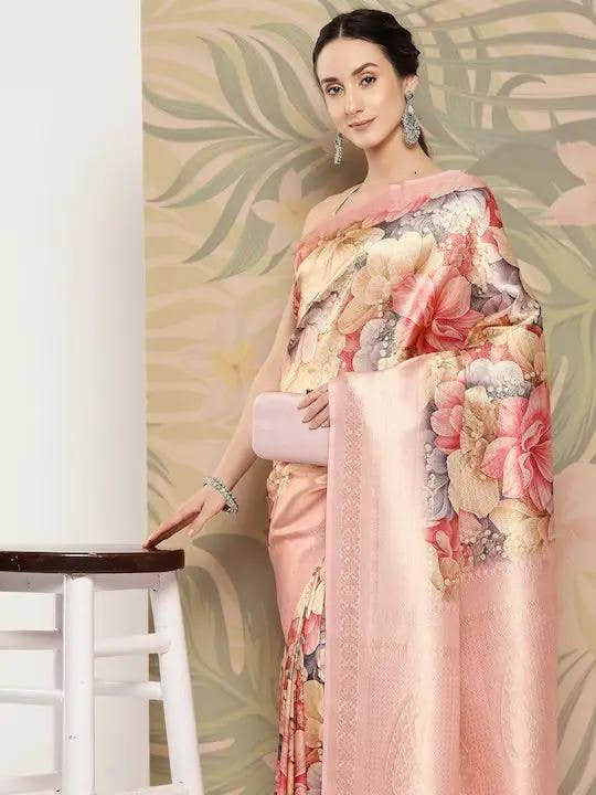 Banarasi Soft Silk Print Party Wear Saree