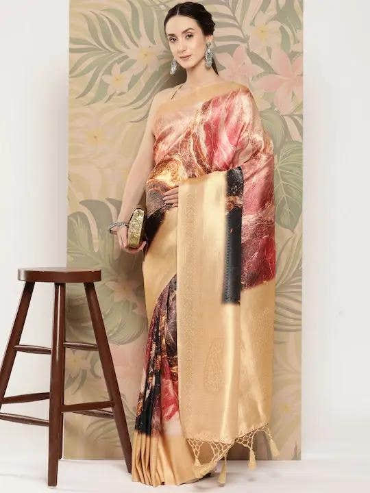Banarasi Soft Silk Print Party Wear Saree