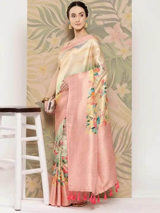 Banarasi Soft Silk Print Party Wear Saree