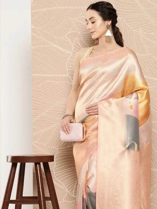 Banarasi Soft Silk Print Party Wear Saree