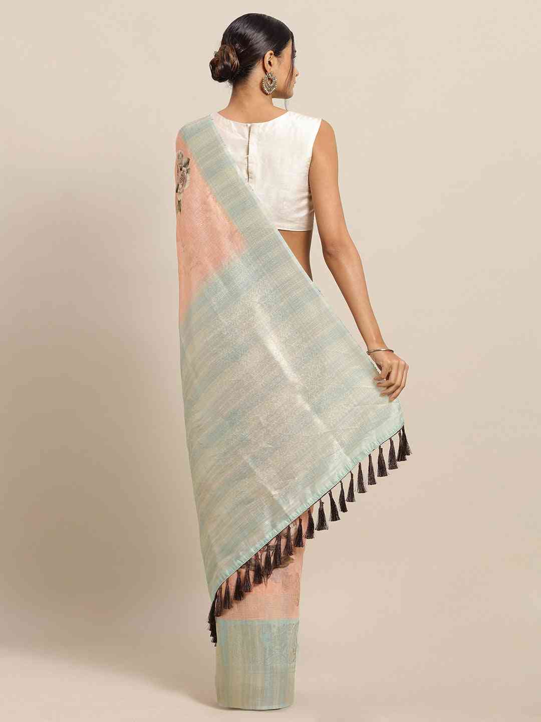 Cotton Slub Silk Saree with Zari Weaving