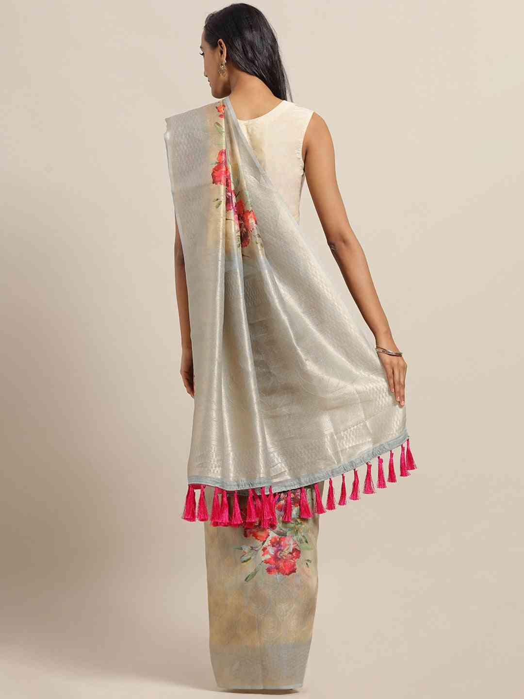Cotton Slub Silk Saree with Zari Weaving