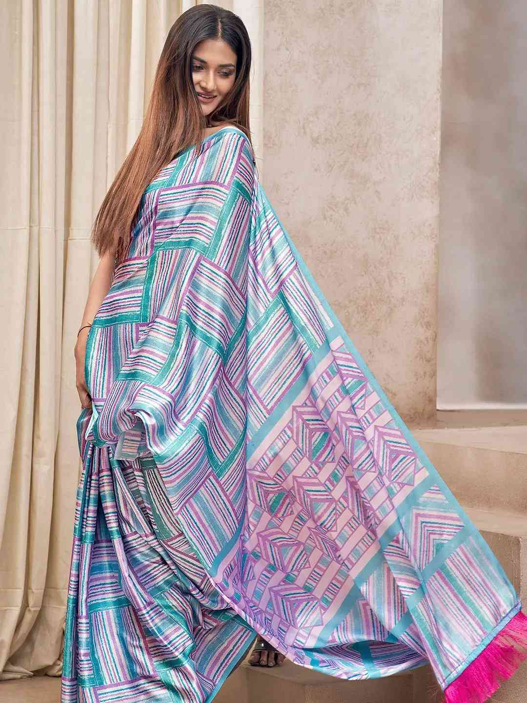 Latest Soft Satin Georgette Saree with Trendy Digital Print