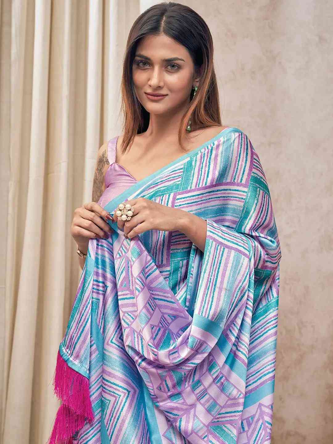 Latest Soft Satin Georgette Saree with Trendy Digital Print