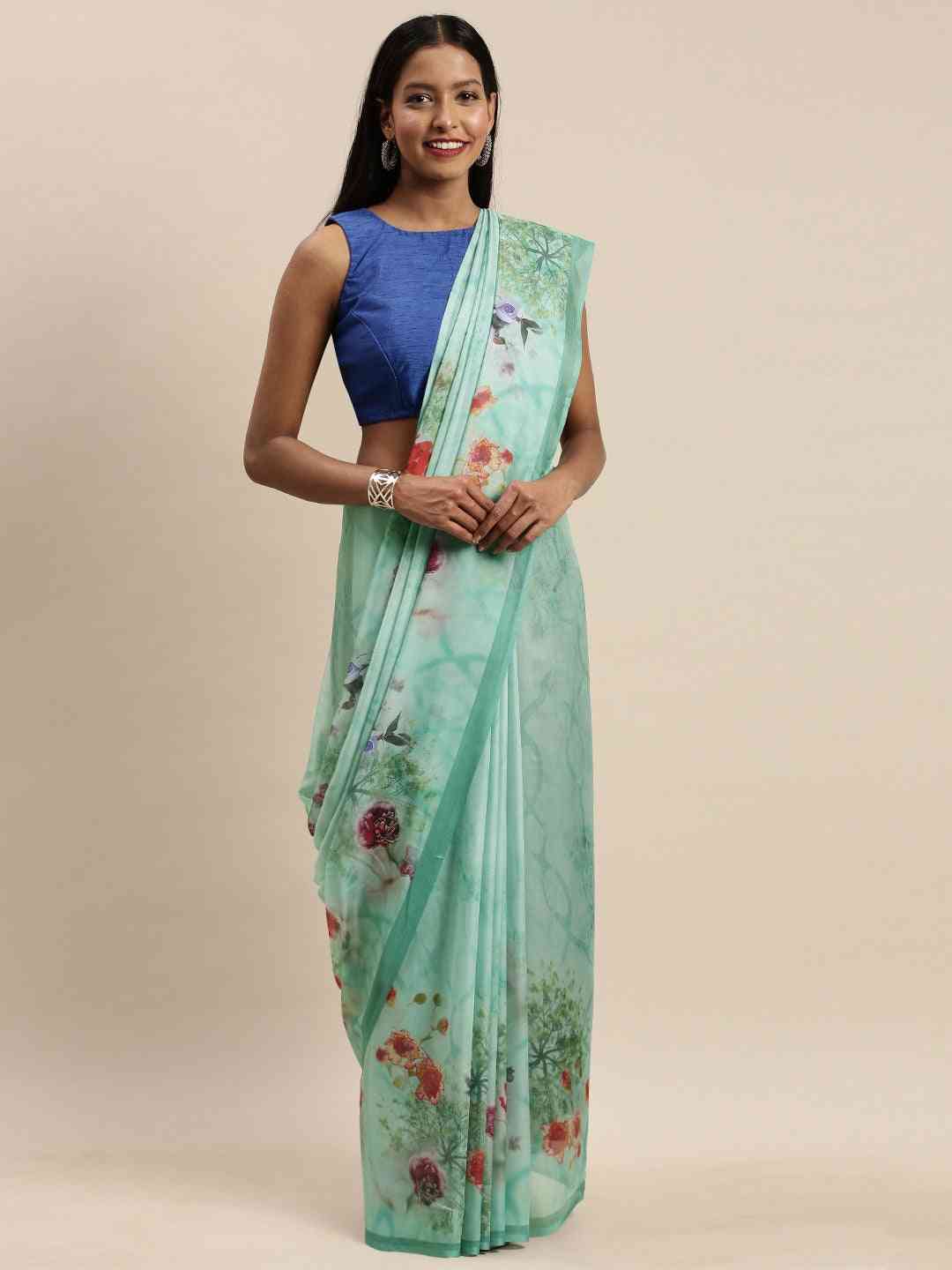 Buy At Vastranand Celebrity Floral Printed Silk Saree