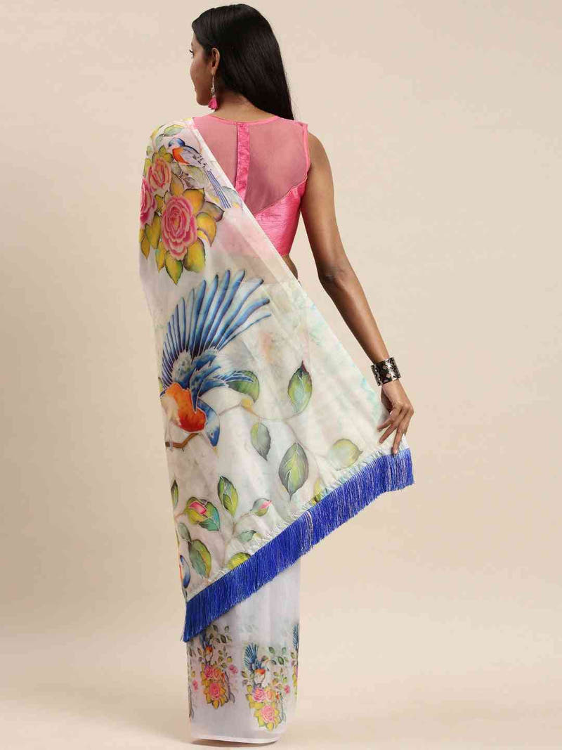 Vastranand Exclusive Celebrity Floral Printed Silk Saree