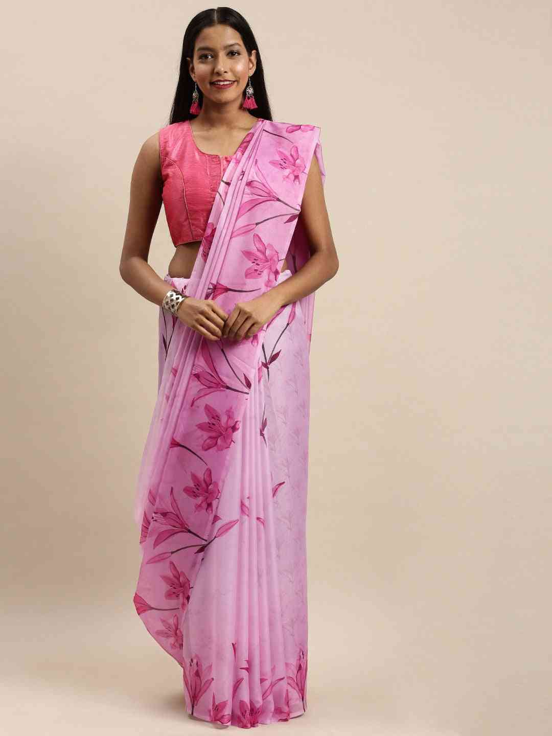 Buy Celebrity Floral Printed Silk Saree At Vastranand