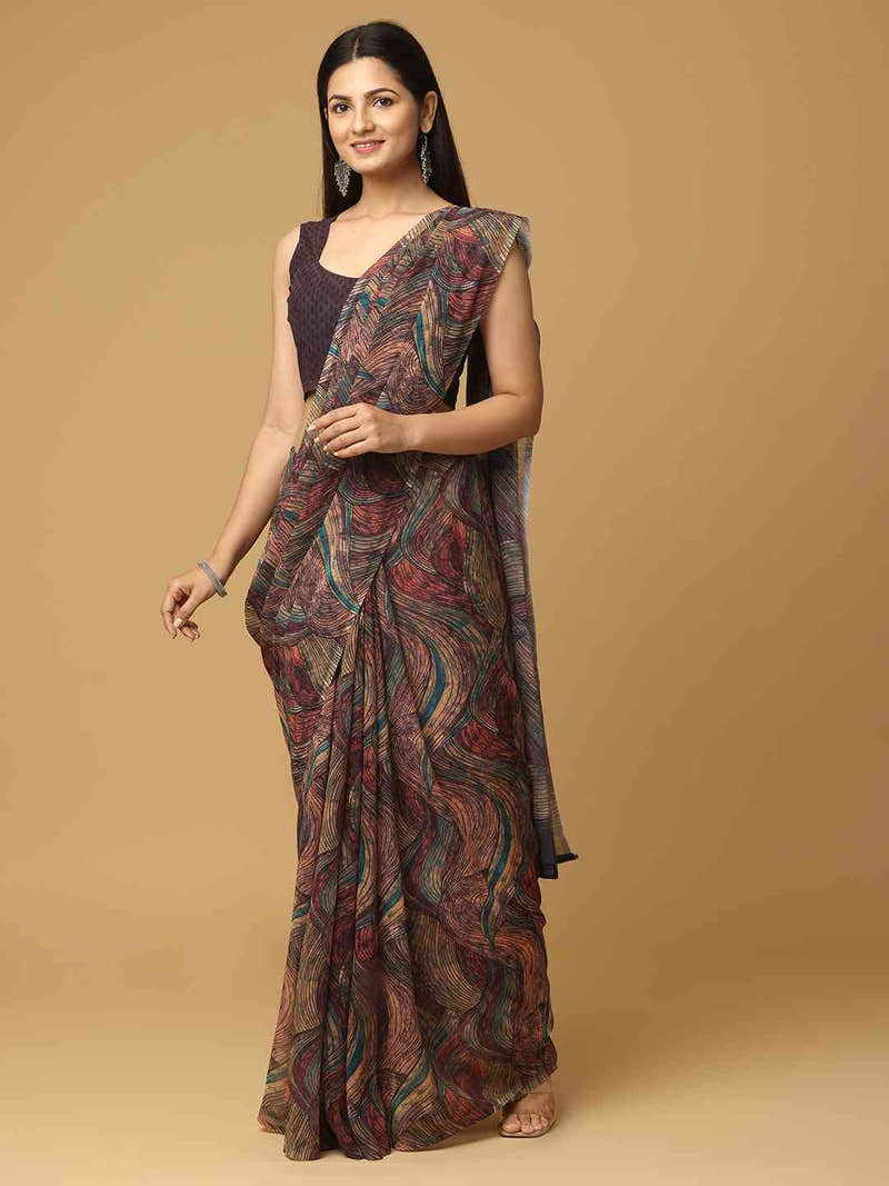 Geometric Soft Georgette Digital Print Party Wear Saree