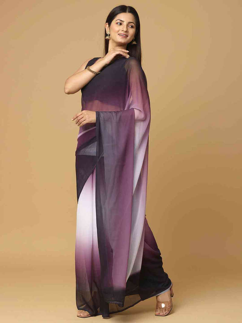 Ombre Soft Georgette Printed Party Wear Saree