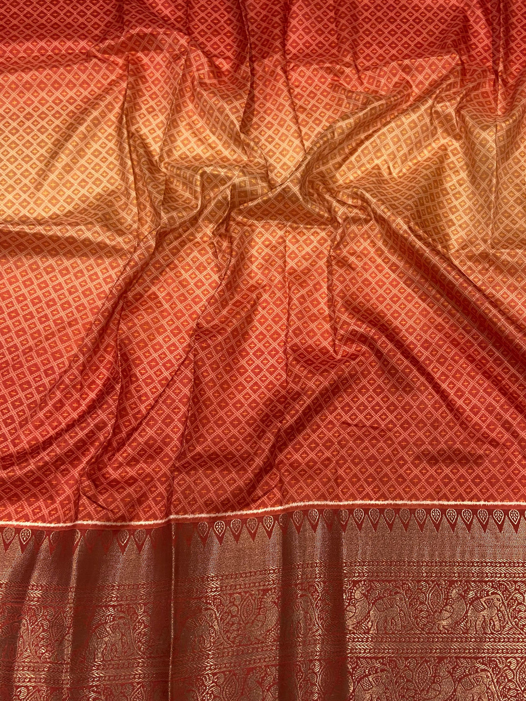 Ombre Red Soft Silk Patola Print Saree