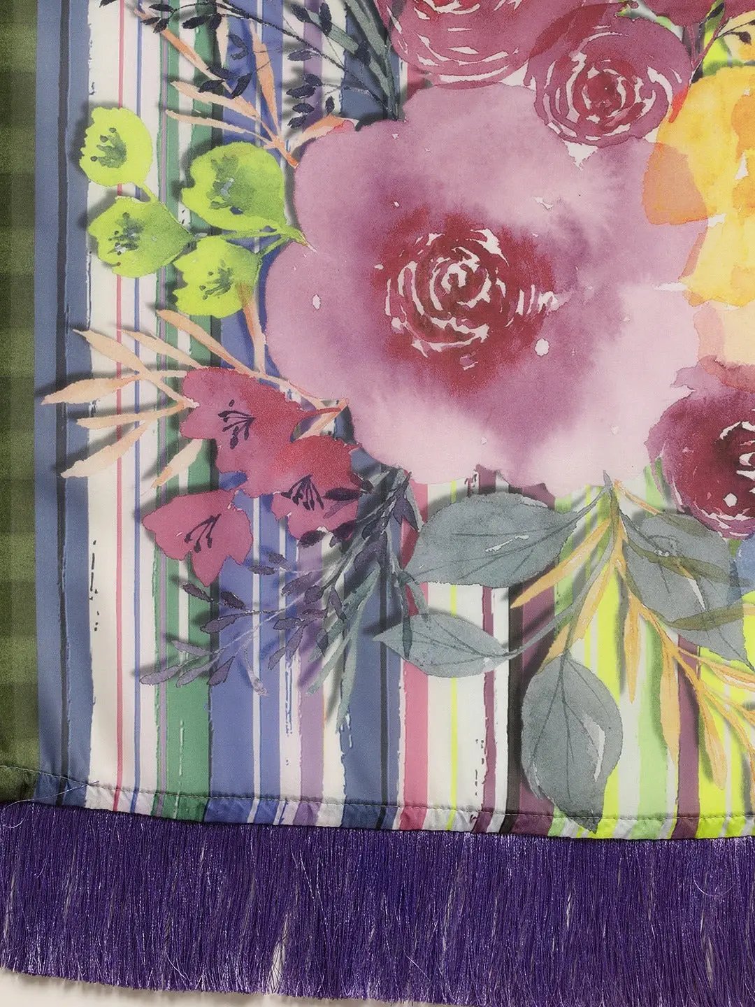 Exclusive Pure Silk Resham Tassel Saree With Striped Work