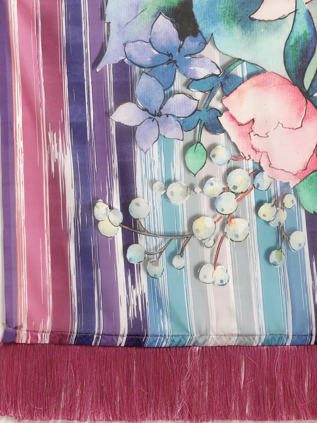 Vastranand Pure Silk Resham Tassel Saree With Striped Work